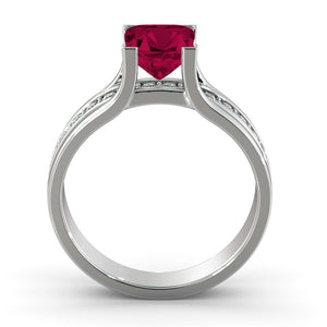 2.2 Carat 14K White Gold Ruby & Diamonds "Bridget" Engagement Ring