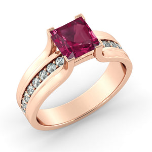 2.2 Carat 14K Yellow Gold Ruby & Diamonds "Bridget" Engagement Ring