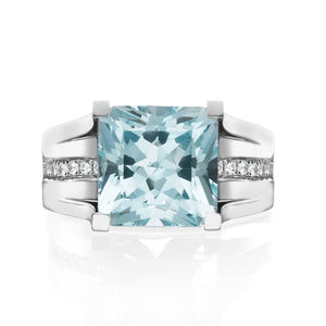3.2 Carat 14K Rose Gold Aquamarine & Diamonds "Bridget" Engagement Ring