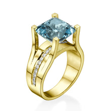 Load image into Gallery viewer, 3.2 Carat 14K Rose Gold Aquamarine &amp; Diamonds &quot;Bridget&quot; Engagement Ring