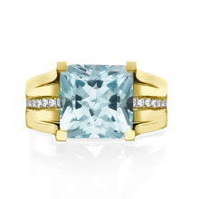 Load image into Gallery viewer, 3.2 Carat 14K Rose Gold Aquamarine &amp; Diamonds &quot;Bridget&quot; Engagement Ring