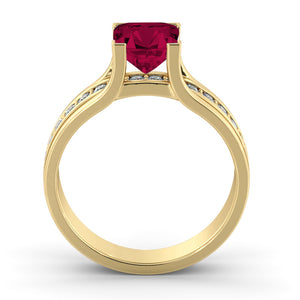 2.2 Carat 14K White Gold Ruby & Diamonds "Bridget" Engagement Ring