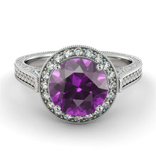 Load image into Gallery viewer, 2.1 Carat 14K Yellow Gold Amethyst &amp; Diamonds &quot;Barbara&quot; Engagement Ring