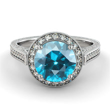 Load image into Gallery viewer, 2.1 Carat 14K Rose Gold Blue Topaz &amp; Diamonds &quot;Barbara&quot; Engagement Ring