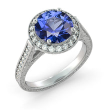Load image into Gallery viewer, 2.1 Carat 14K Yellow Gold Blue Sapphire &amp; Diamonds &quot;Barbara&quot; Ring