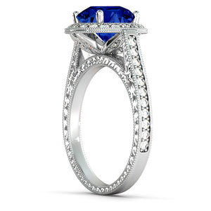 2.1 Carat 14K Yellow Gold Blue Sapphire & Diamonds "Barbara" Ring