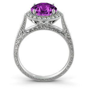 2.1 TCW 14K Rose Gold Amethyst "Barbara" Engagement Ring