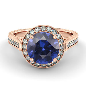 2.1 Carat 14K White Gold Blue Sapphire & Diamonds "Barbara" Ring | Diamonds Mine