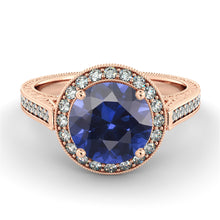 Load image into Gallery viewer, 2.1 Carat 14K Yellow Gold Blue Sapphire &amp; Diamonds &quot;Barbara&quot; Ring