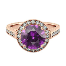 Load image into Gallery viewer, 2.1 TCW 14K Rose Gold Amethyst &quot;Barbara&quot; Engagement Ring - Diamonds Mine
