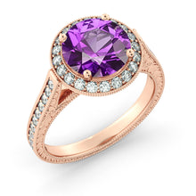 Load image into Gallery viewer, 2.1 Carat 14K Yellow Gold Amethyst &amp; Diamonds &quot;Barbara&quot; Engagement Ring