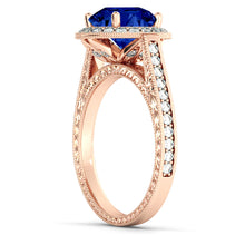 Load image into Gallery viewer, 2.1 Carat 14K Rose Gold Blue Sapphire &amp; Diamonds &quot;Barbara&quot; Ring
