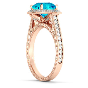 2.1 Carat 14K White Gold Blue Topaz & Diamonds "Barbara" Engagement Ring | Diamonds Mine