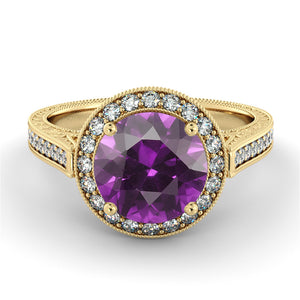 2.1 Carat 14K White Gold Amethyst & Diamonds "Barbara" Engagement Ring | Diamonds Mine