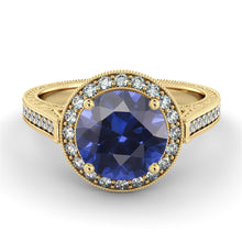 Load image into Gallery viewer, 2.1 Carat 14K Rose Gold Blue Sapphire &amp; Diamonds &quot;Barbara&quot; Ring