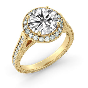 2.2 Carat 14K Moissanite Yellow Gold Moissanite & Diamonds "Barbara" Ring