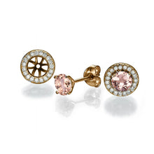 Load image into Gallery viewer, 2 Carat 14K Yellow Gold Morganite &amp; Diamonds &quot;Marian&quot; Earrings