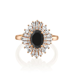 2 Carat 14K Rose Gold Black Diamond Oval "Gatsby" Engagement Ring