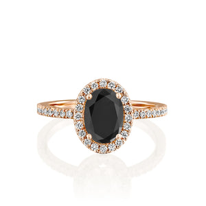 2 Carat 14K Rose Gold Black Diamond "Mika" Engagement Ring