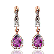 Load image into Gallery viewer, 2 Carat 14K Yellow Gold Amethyst &amp; Diamonds &quot;Francie&quot; Earrings