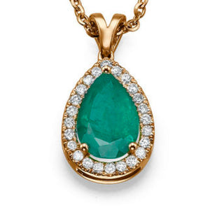 2.25 TCW 14K White Gold Emerald "Tamara" Pendant | Diamonds Mine