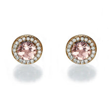 Load image into Gallery viewer, 2 Carat 14K Yellow Gold Morganite &amp; Diamonds &quot;Marian&quot; Earrings