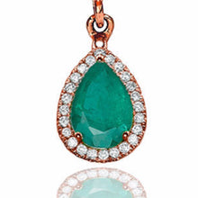 Load image into Gallery viewer, 2 Carat 14K Yellow Gold Emerald &amp; Diamonds &quot;Francie&quot; Earrings