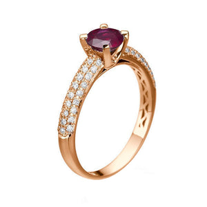 1.3 Carat 14K Rose Gold Ruby & Diamonds "Carmen" Engagement Ring