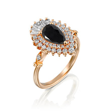 Load image into Gallery viewer, 1.75 Carat 14K Rose Gold Black Diamond Pear &quot;Gatsby&quot; Engagement Ring