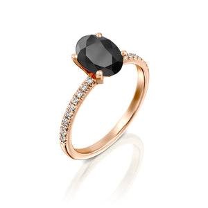 2.1 Carat 14K White Gold Black Diamond "Shanon" Engagement Ring