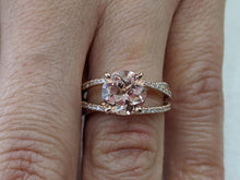 Load image into Gallery viewer, 2.5 Carat 14K Rose Gold Morganite &amp; Diamonds &quot;Victoria&quot; Engagement Ring