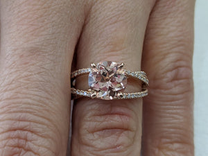 2.5 Carat 14K Rose Gold Morganite & Diamonds "Victoria" Engagement Ring