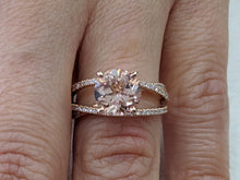 Load image into Gallery viewer, 2.5 Carat 14K Rose Gold Morganite &amp; Diamonds &quot;Victoria&quot; Engagement Ring