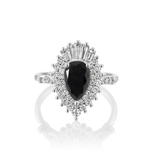 Load image into Gallery viewer, 2.2 Carat 14K White Gold Black Diamond Pear &quot;Gatsby&quot; Engagement Ring