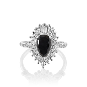 1.75 Carat 14K Rose Gold Black Diamond Pear "Gatsby" Engagement Ring