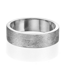 Load image into Gallery viewer, 6.6MM 14K White Gold Scratched Design Men Wedding Band