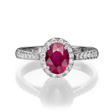Load image into Gallery viewer, 1.3 Carat 14K White Gold Ruby &amp; Diamonds &quot;Sheryl&quot; Engagement Ring