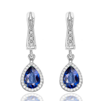 2 Carat 14K White Gold Blue Sapphire & Diamonds 
