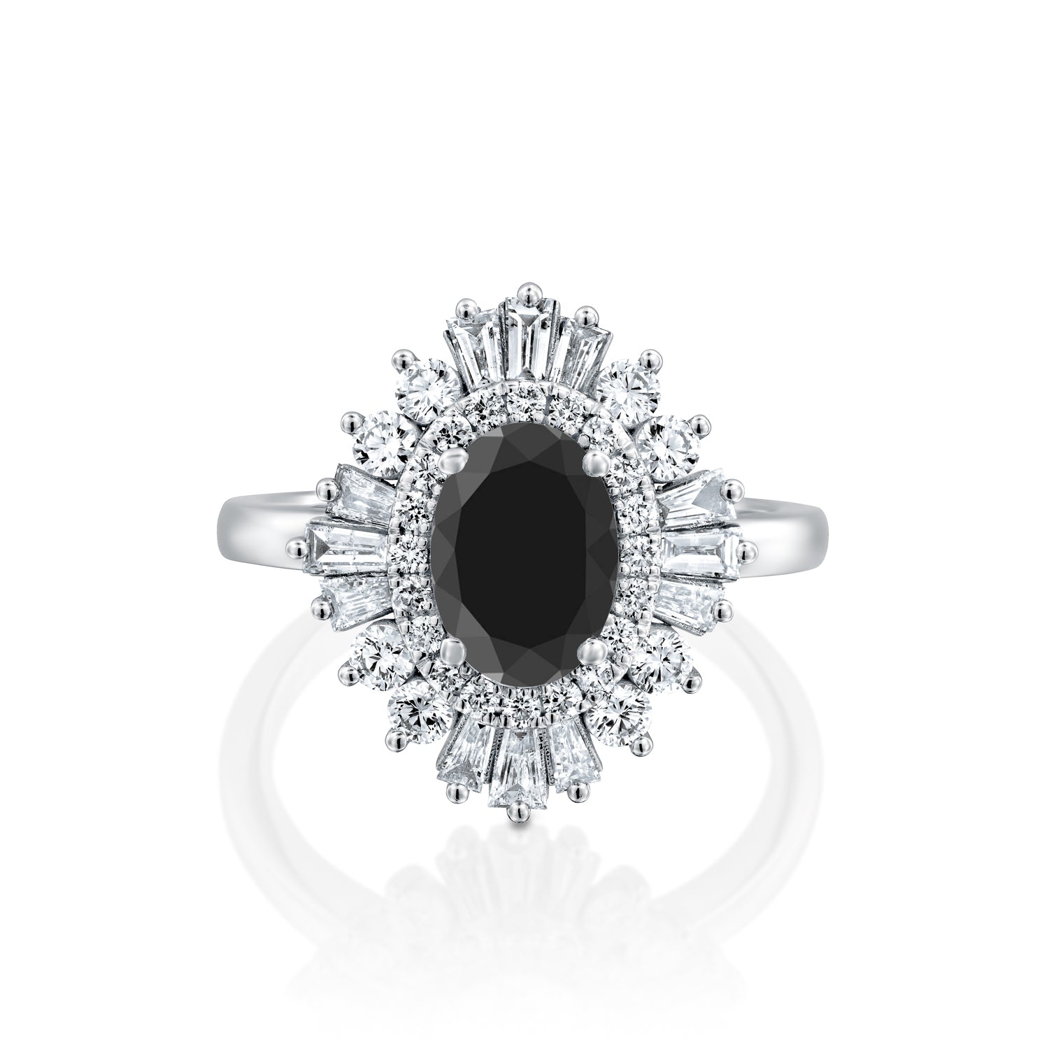 Black Diamond Engagement Ring Rose Gold Cluster Halo Diamond Oval Ring
