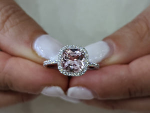 2 Carat 14K White Gold Morganite & Diamonds "Andrea" Engagement Ring