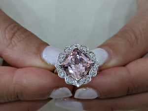 3.25 Carat 14K White Gold Morganite & Diamonds "Cathleen" Engagement Ring