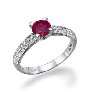 1.3 Carat 14K Yellow Gold Ruby & Diamonds "Carmen" Engagement Ring