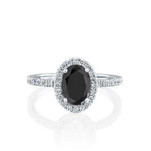 2.5 Carat 14K White Gold Black Diamond "Mika" Engagement Ring