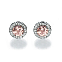 Load image into Gallery viewer, 2 Carat 14K White Gold Morganite &amp; Diamonds &quot;Marian&quot; Earrings | Diamonds Mine