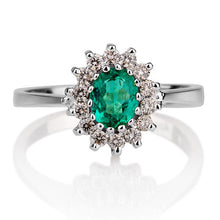 Load image into Gallery viewer, 1.3 Carat 14K White Gold Emerald &amp; Diamonds &quot;Yvette&quot; Engagement Ring
