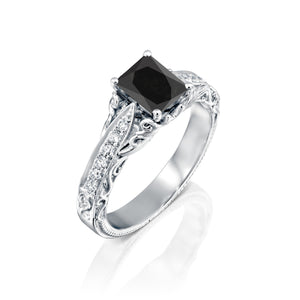 1.2 Carat 14K Yellow Gold Black Diamond "Kira" Engagement Ring