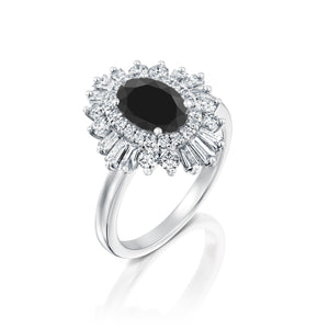 2 Carat 14K Rose Gold Black Diamond Oval "Gatsby" Engagement Ring