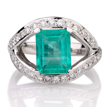 Load image into Gallery viewer, 2.5 Carat 14K Rose Gold Emerald &amp; Diamonds &quot;Vera&quot; Engagement Ring