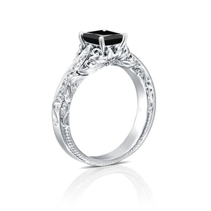2.2 Carat 14K White Gold Black Diamond "Kira" Engagement Ring