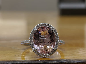 3.5 Carat 14K White Gold Morganite & Diamonds "Mika" Engagement Ring